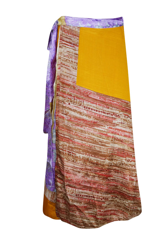 Wrap Skirt Purple Handmade Recycled Silk Reversible Maxi Skirt