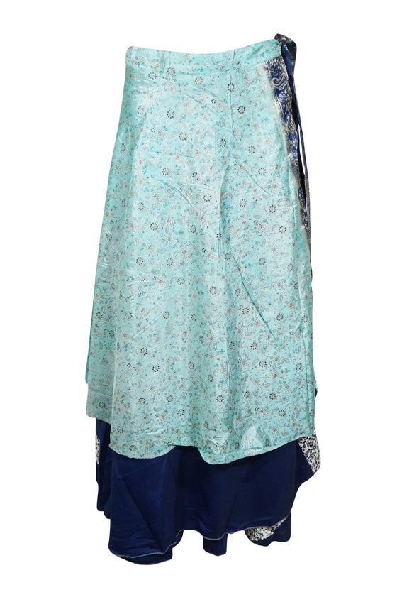Boho Gypsy Powder Blue Silk Skirt