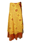 Bohemian Maxi Skirt Yellow Printed Sari Wrap Sari Skirts Onesize