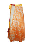 Bohemian Maxi Skirt Yellow Printed Sari Wrap Sari Skirts Onesize