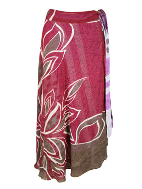Womens Long Silk Wrap Skirt, Handmade Purple Reversible Lightweight Skirt One size