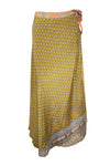 Womens Midi Wrap Skirt, Pink Printed Sari Skirt One Size