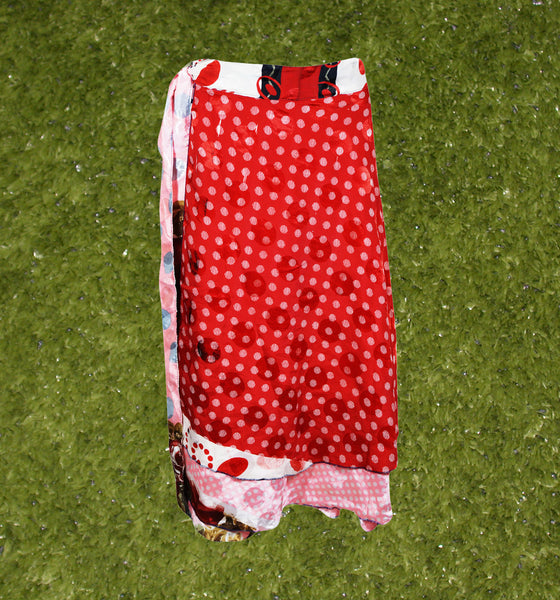 Women Wrap Skirt, Red Double Layer Silk Skirt  One size