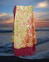 Womens Long Wrap Skirt  Green Printed Around Skirts One size
