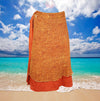 Womens Short Wrap skirt Orange Printed Summer Skirts, One size