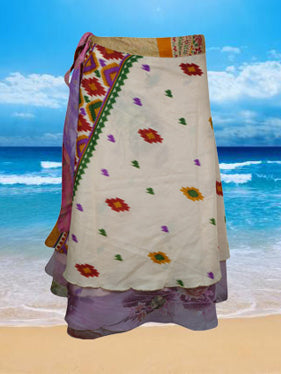 Women Wrap Skirt Off White Skirt,One size