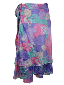  Womens Midi Wrap Skirt Purple Printed Skirt One size
