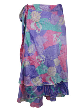 Womens Midi Wrap Skirt Purple Printed Skirt One size