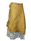 Womens Wrap Skirt  Golden Floral Print Skirt One size