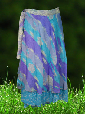 Womens Magic Wrap Skirt Blue Gray Wrap Skirts One size