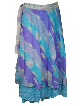 Womens Magic Wrap Skirt Blue Gray Wrap Skirts One size