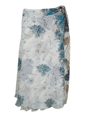 Women Wrap Skirt, Indian Vintage Double Layer Silk Skirt, White Wrap around Skirt One size