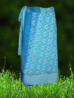 Womens Wrap Skirt Blue Floral Skirt One size