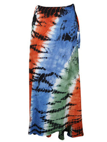  Women Wrap Maxi Skirt, Tie Dye Long Skirt, Jovial Marooned Blue Wrap One size