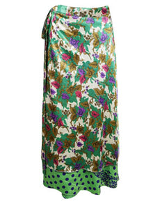  Women's Pink Purple Reversible Long Wrap Skirt One size