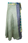Womens Long Wrap Skirt Blue Printed Sari Skirt One Size