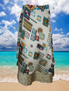 Womens Wrap Skirt  Beige Floral Printed Wrap Skirts One Size