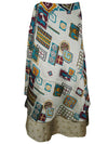 Womens Wrap Skirt  Beige Floral Printed Wrap Skirts One Size