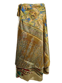  Womens Golden Floral Print Layers Wrap Skirts valentine gift, One size
