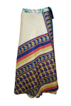 Sari Wrap Skirt, Blue Silk Reversible Retro Skirt, one size
