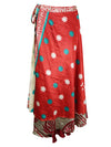 Womens Beach Wrap Skirt Red Floral Skirts Valentine gift One Size