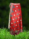 Womens Beach Wrap Skirt Red Floral Skirts Valentine gift One Size