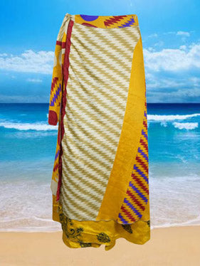Women Long Wrap Skirt, Beach Skirts, Silk Sari Wrap Skirts, One size
