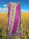 Bohemian Long Wrap Skirt Pink Printed Sari Wrapskirts, Onesize