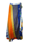 Bohemian Blue White Long Wrap Skirt Printed Sari Wrap Around Skirts One size