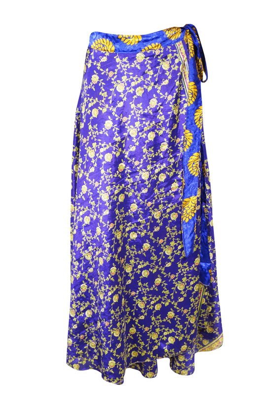 Women Blue Handmade Floral Hippie skirt  One Size