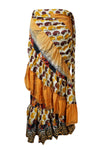 Boho Wrap Skirt for Women, Orange Ruffle Ties, Long Skirt One size