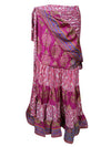 Women's Casual Skirt Purple Tiered Maxi Wrap Skirts  One size