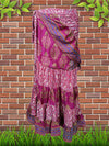 Women's Casual Skirt Purple Tiered Maxi Wrap Skirts  One size