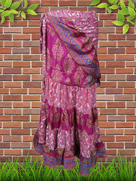 Women's Casual Skirt Purple Tiered Maxi Wrap Skirts  One size