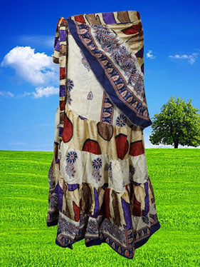 Womens Boho Floral Blue White Maxi Dress One Size