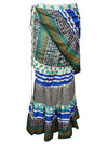 Women Ruffle Wrap Skirt Blue Printed Beach Skirt  One size