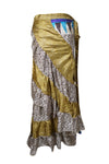 Women Tiered Beige Brown Paisley Printed Beach Skirt, One size