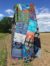 Womens Blue Indian Patchwork Wrap Around Skirts One size
