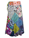 Womens Blue Floral Print Beach Around Skirts One size