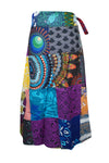 Womens Cotton Blue Floral Print Patchwork Style Skirt One size