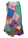 Womens  Blue Pink Floral Print Patchwork Skirt One size