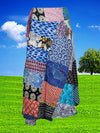 Womens Blue Patchwork Boho Short Skirt, One Size