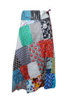 Womens Blue Patchwork Boho Short Skirt, One Size