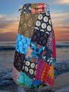 Womens Wrap Around Skirts  Pink Blue Patchwork Skirt  One Size
