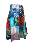 Womens Wrap Around Skirts  Pink Blue Patchwork Skirt  One Size