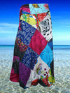 Womens Wrap Around Skirts Red Patchwork Fashion One Size
