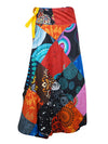 Womens Wrap Around Skirts Red Patchwork  Fashion One Size