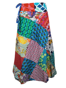  Womens  Blue Patchwork Boho Short Skirt, Bohemian Fashion One Size