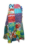 Womens  Blue Patchwork Boho Short Skirt, Bohemian Fashion One Size