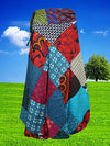 Womens Patchwork Wrap Skirt Blue Red Skirt One size